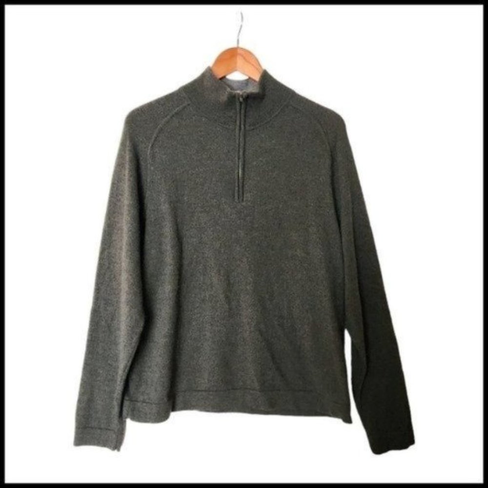 Calvin Klein Extra Fine Italian Merino‎ Wool 1/4 Zip Sweater XL Gray